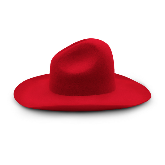 Red felt cowboy hat lining with black sweatband