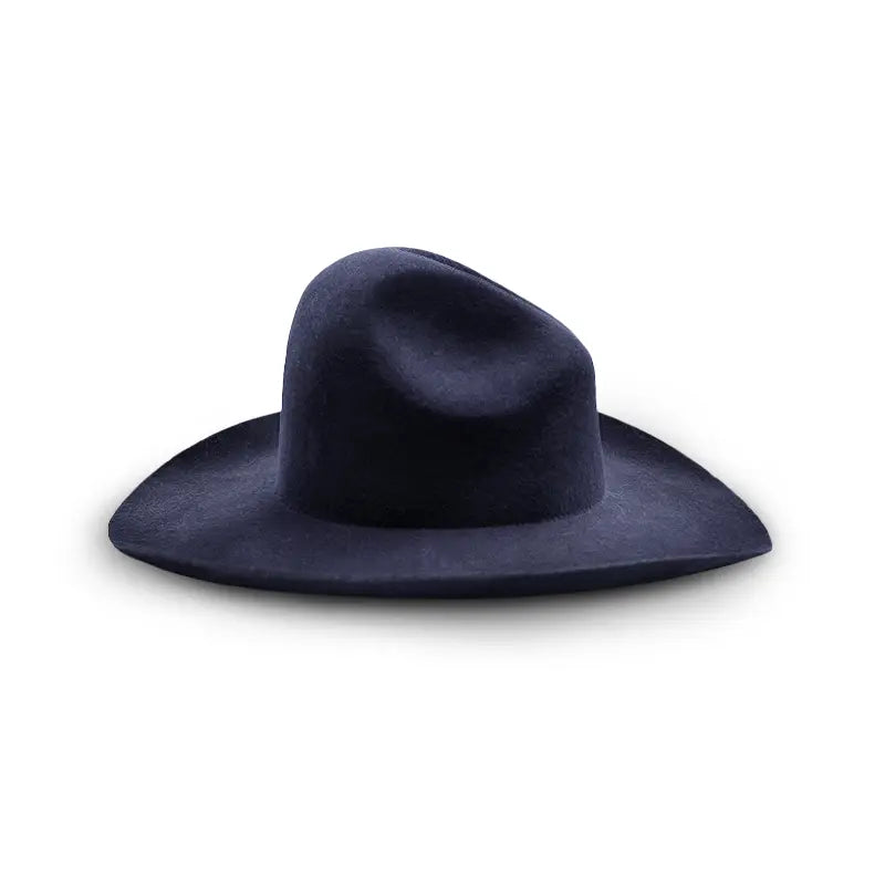 Navy blue felt wide-brimmed cowboy hat
