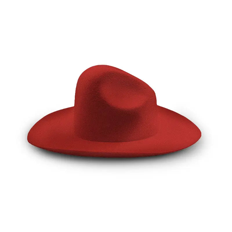 Red felt wide-brimmed cowboy hat