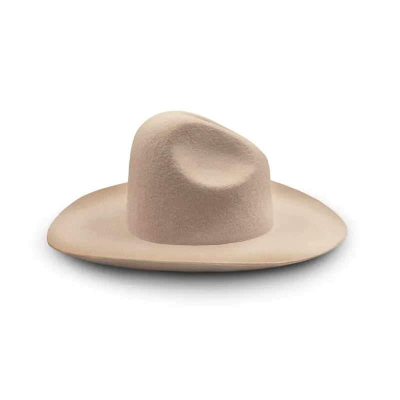 Beige Felt Wide-Brimmed Cowboy Hat