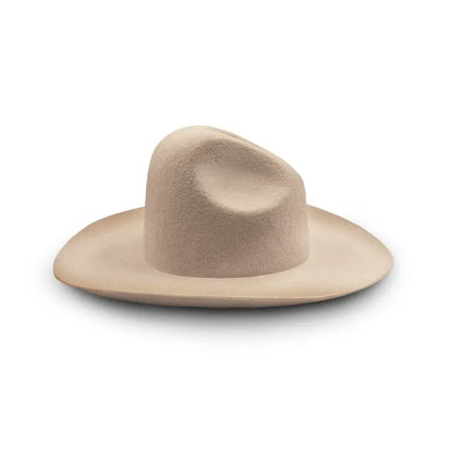 Beige Felt Wide-Brimmed Cowboy Hat