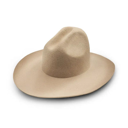 Beige Felt Wide-Brimmed Cowboy Hat