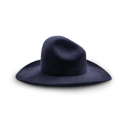 Navy blue felt wide-brimmed cowboy hat