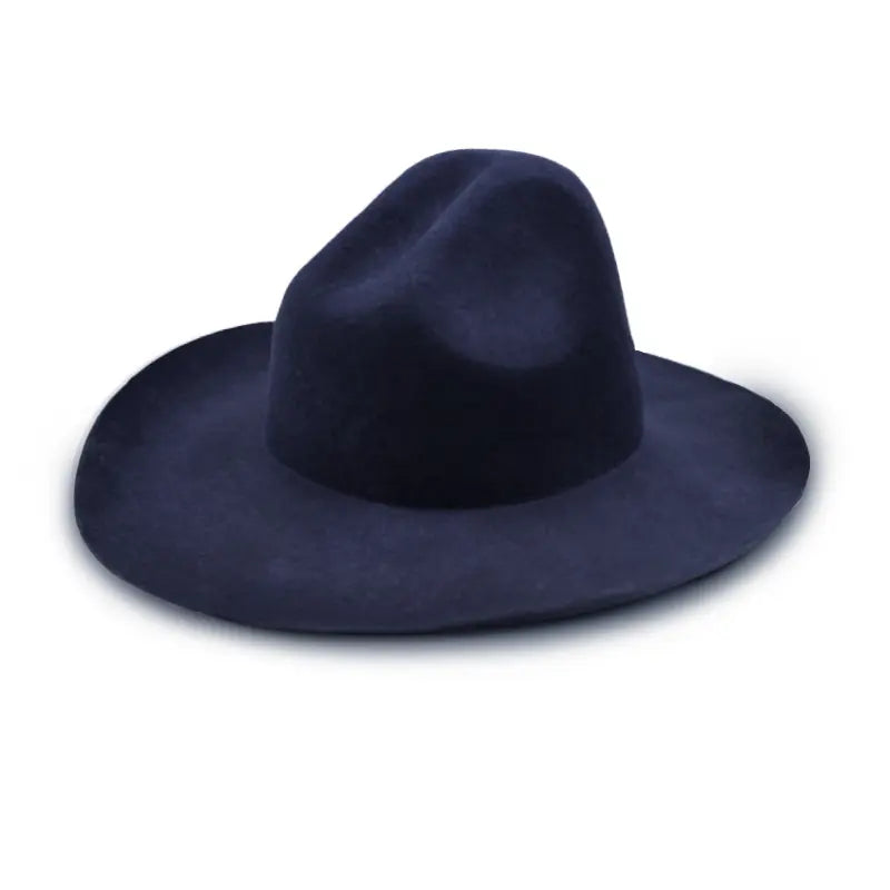 Navy blue felt wide-brimmed cowboy hat