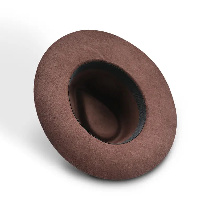 Brown round - topped hat with inner lining