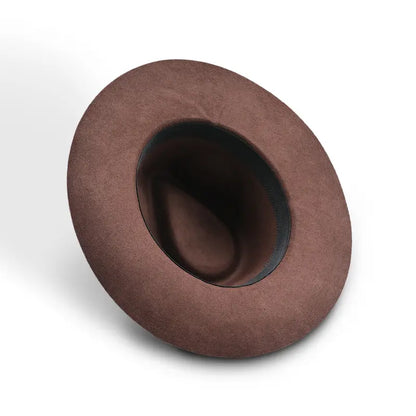 Brown round - topped hat with inner lining