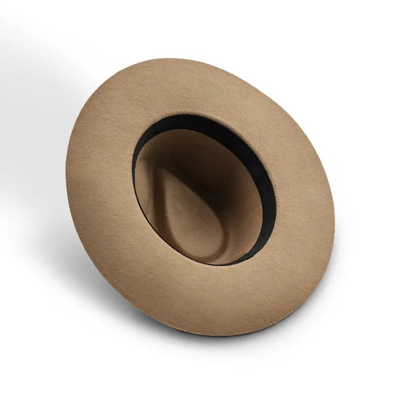 Light Khaki wide - brimmed hat with inner lining