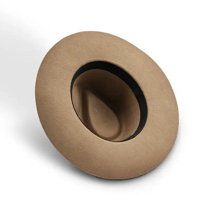 Light Khaki wide - brimmed hat with inner lining