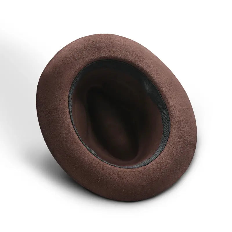 Brown felt fedora with black sweatband